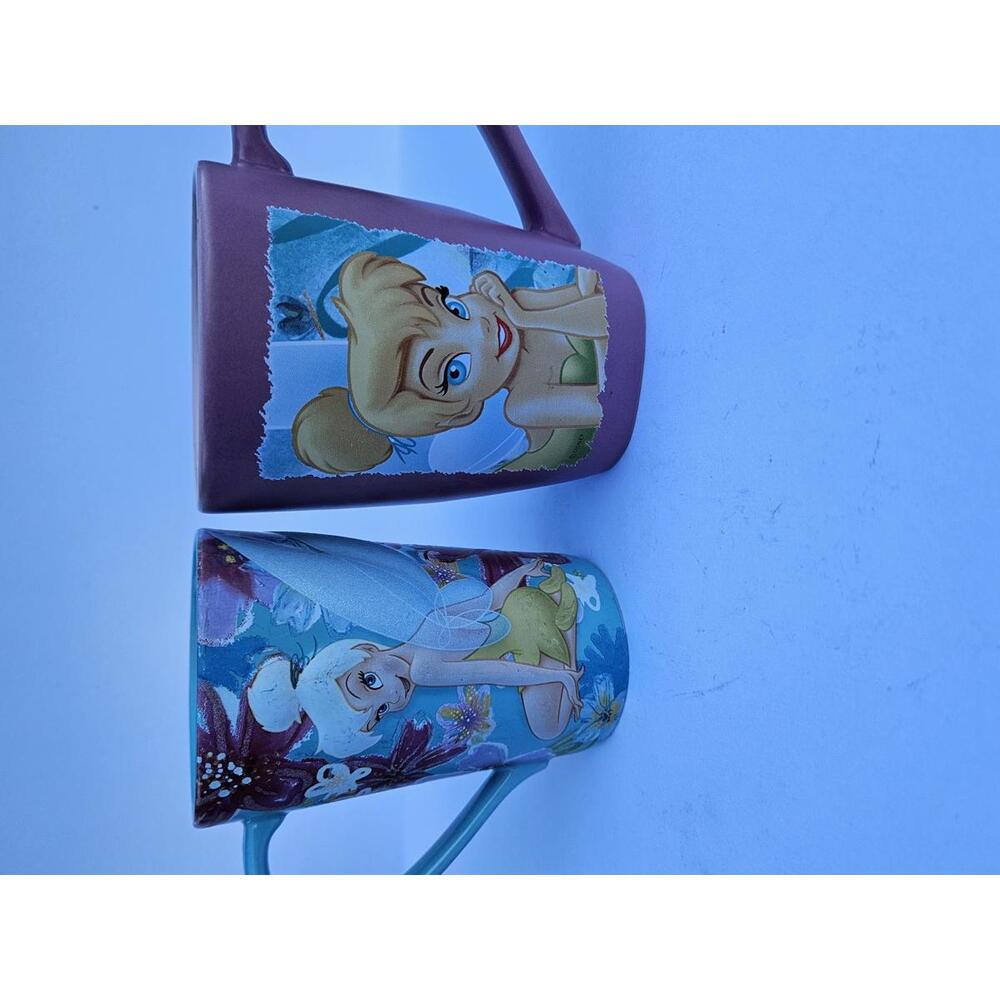 Disney Store Tinker Bell Mugs – Pink & Teal  Vintage Charm with Minor Wear